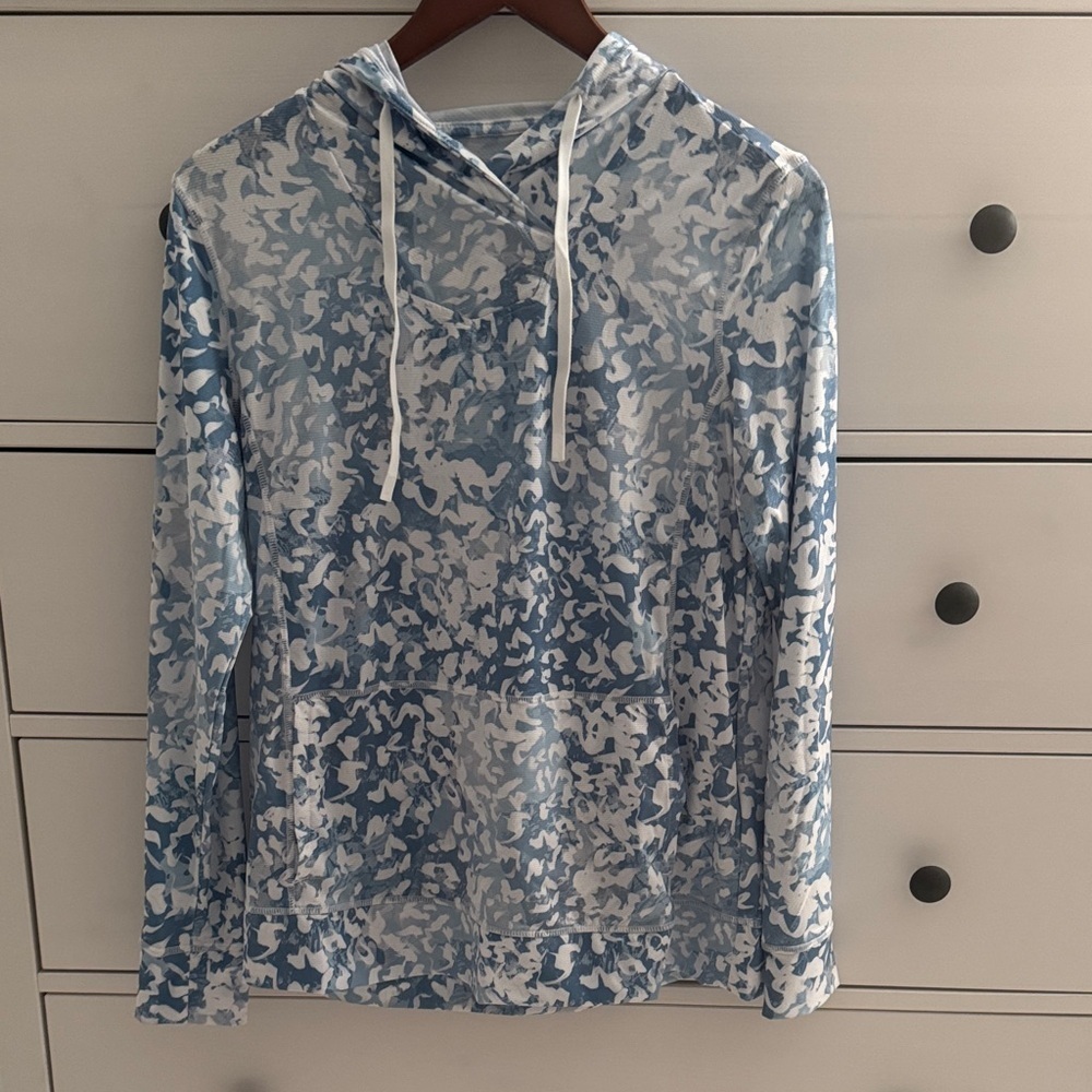 Gerry Weber Light Blue and White Patterned Women’s Long Sleeved Hoodie Size M